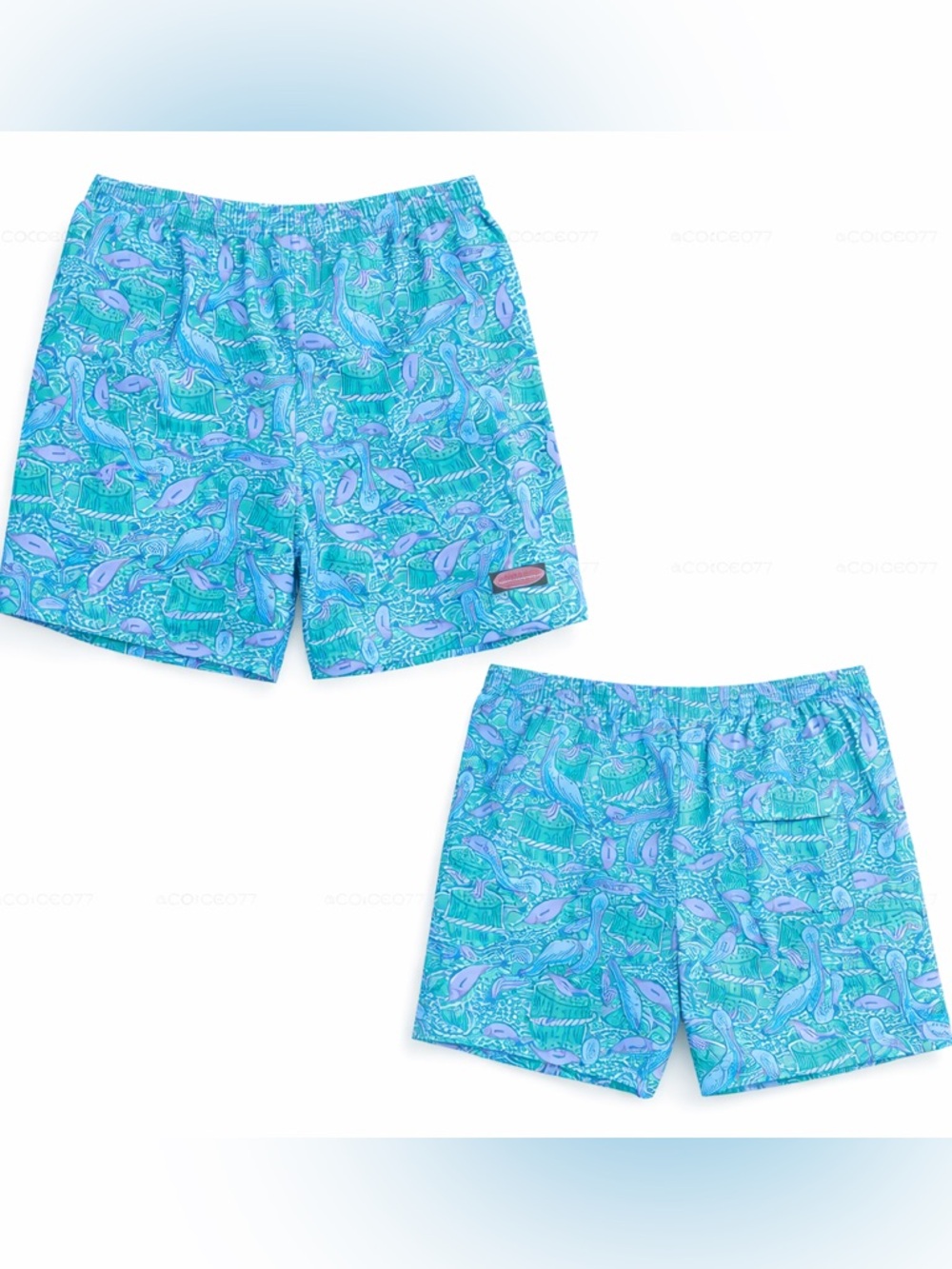 Vineyard Vines Men’s Swim Trunks XXL Green Blue Pelican Print Elastic Waist - Picture 2 of 6